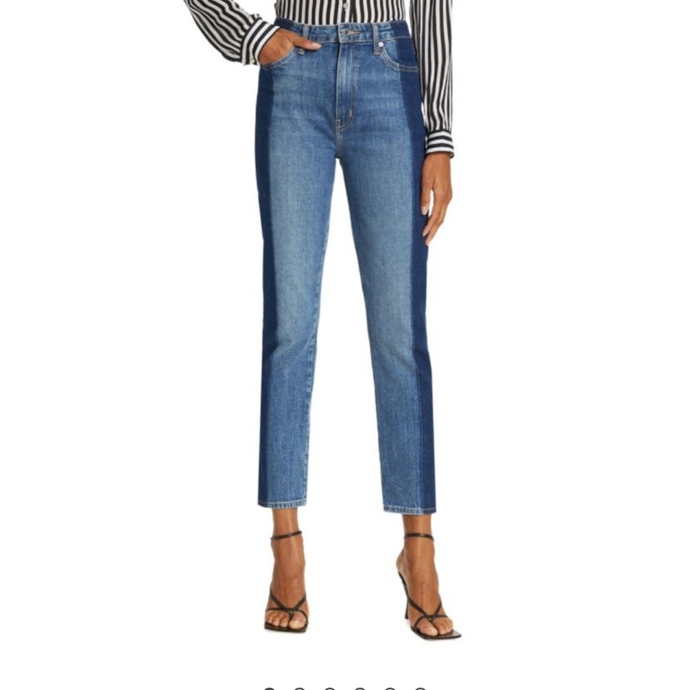 Derek Lam 10 Crosby Kate Two-Tone High Rise Straight Leg Jeans Size 28 NWT
